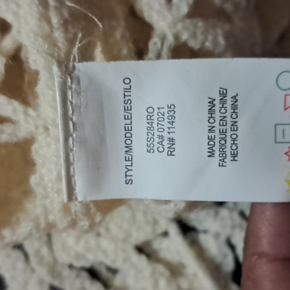 Cloth By Design Cream Crochet Long Sleeve Top Beachy Artsy Logenlook Preowned - Picture 10 of 13